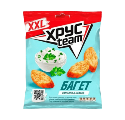 Хрустеам Сухарики 100г Багет Сметана и зелень