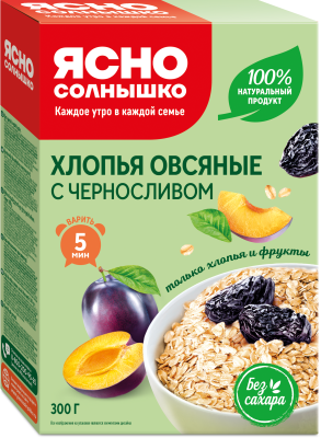 Ясно Солнышко Хлопья овсяные 300г с черносливом