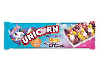 Юникорн Батончик злаковый 22г со вкусом манго и хрустящим маршмеллоу