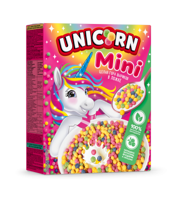 Юникорн Готовый завтрак 195г Мини-шарики со вкусом клубники и яблока