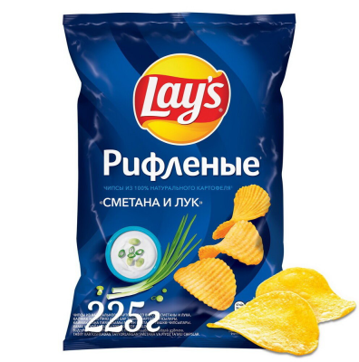 Лейз Чипсы 225г Сметана и лук ДСП