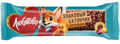 Любятово Батончик злаковый 25г шоколадный с витаминами и железом