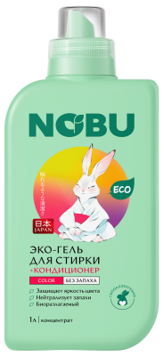 Нобу Средство для стирки 1л жидкое с кондиционером гель 2в1 Color