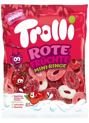 Тролли Мармелад 100г RED FRUITS MINI-RING (красные фрукт.мини-кольца)