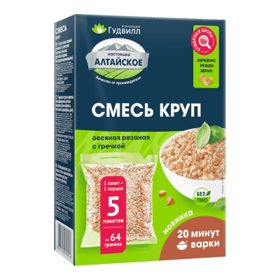 Гудвилл Крупы смесь 320г овсяная, гречневая ядрица вар.пак