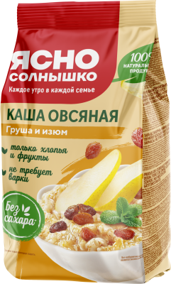 Ясно Солнышко Каша овсяная 300г с грушей и изюмом