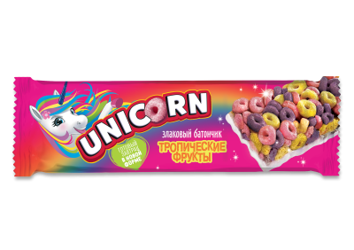 Юникорн Батончик злаковый 22г со вкусом тропических фруктов