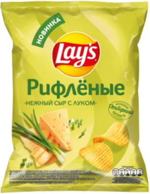 Лейз Чипсы 105г рифленые Нежный сыр с луком ДСП