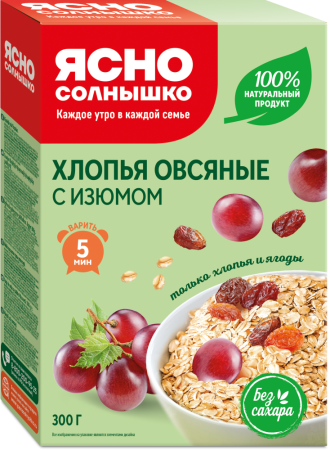 Ясно Солнышко Хлопья овсяные 300г с изюмом