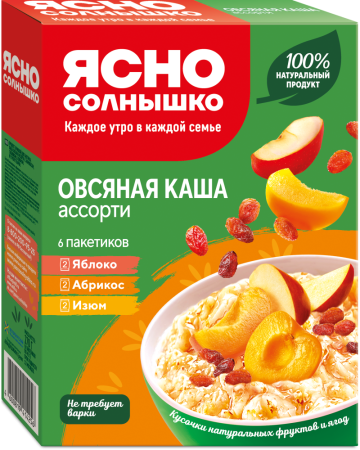 Ясно Солнышко Каша овсяная 270г ассорти абрикос, яблоко, изюм