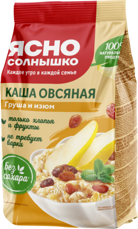 Ясно Солнышко Каша овсяная 300г с грушей и изюмом