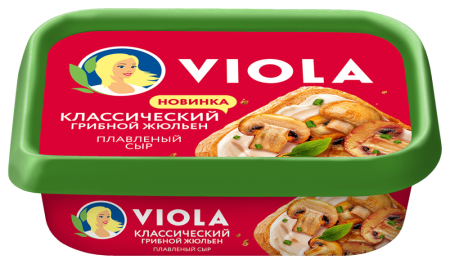 Виола Сыр плавленый 190г Классический c грибами «грибной жюльен» 35% в ванночке