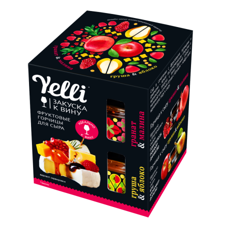 Ели Набор горчицы фруктовые для сыра 2*50г Гранат-Малина, Груша-Яблоко ст/б