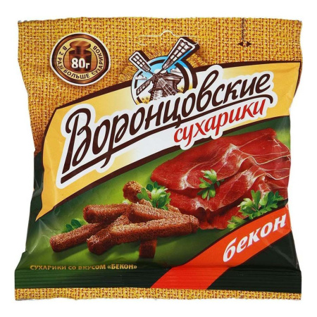 Воронцовские Сухарики 80г со вкусом бекона