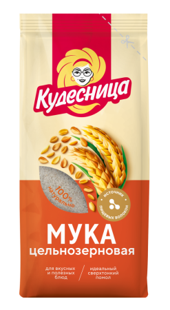 Кудесница Мука 500г пшеничная цельнозерновая