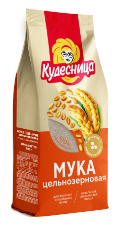 Кудесница Мука 500г пшеничная цельнозерновая