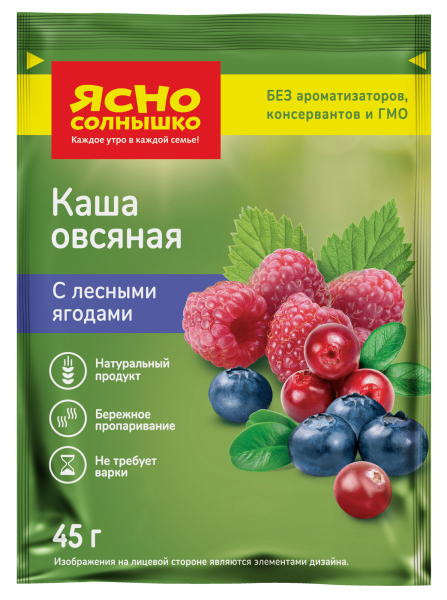 Ясно Солнышко Каша овсяная  45г с лесными ягодами